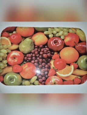6 Vintage MCM Fruit Still Life Vinyl Foam Placemats 12x18 Sultan's Linens NY MOD